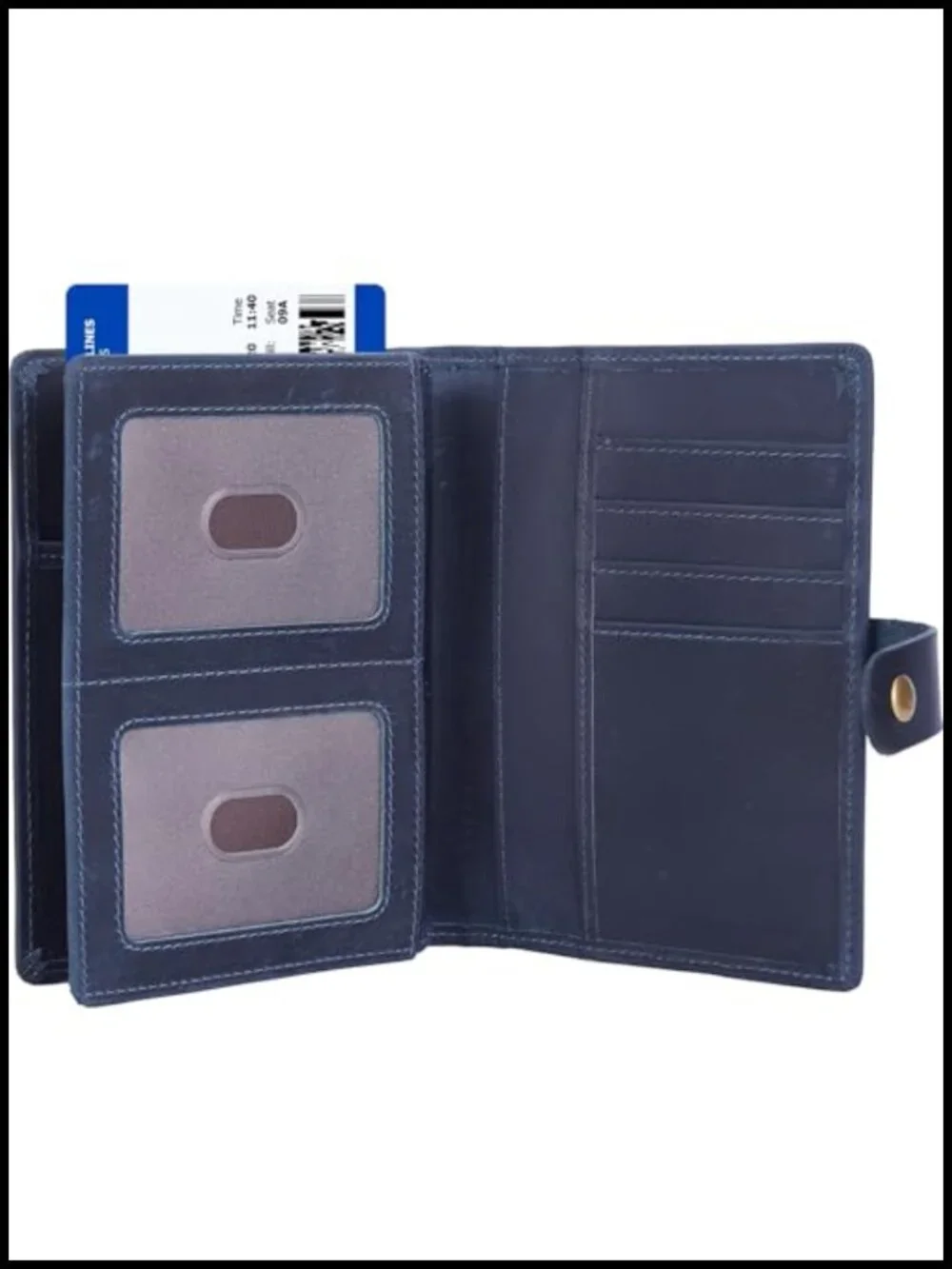 Full Grain Leather Passport Holder RFID Blocking Travel Wallet with AirTag Slot